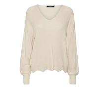 Vero Moda Women's VMNEWLEXSUN Scallop LS V-Neck Pull GA Pullover, Birch, S