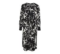 Vero Moda Women's VMPOLLIANA Inge LS Calf Dress WVN GA Kleid, Black/AOP:Polliana, L