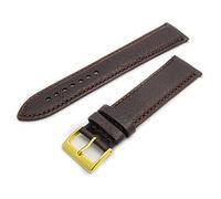 Verona Uhrenarmband, gepolstert, Leder mit Kamel-Muster, vergoldete Schnalle, extra lang, 18 mm breit, Braun