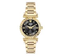 Versace Analoge Quarzuhr für Damen, aus recyceltem Stahl, Gehäuse von 28 mm, Armband aus Stahl mit Schmetterlingsverschluss, Saphirglas, Batterie im Lieferumfang enthalten, goldfarben, 3 ATM