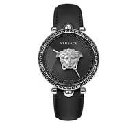 Versace Analoge Quarzuhr für Damen mit Lederband VECO01622, Schwarz, Modisch