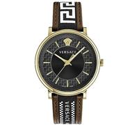 Versace Analoge Quarzuhr für Herren mit Lederband VE5A01721, Schwarz, Modisch