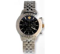 Versace Chronograph Signature Herrenuhr Silber Stahl Schwarz Zifferblatt 44mm VE...