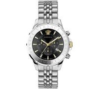 Versace Chronograph Signature Herrenuhr Silber Stahl Schwarz Zifferblatt 44mm VVEV6015 23