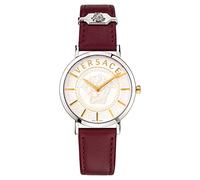 Versace Damen Analog Quarz Uhr mit Leder Armband VEK400221