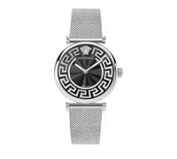 Versace Greca Chic Collection Luxus-Damenuhr mit silbernem Armband und schwarzem Zifferblatt, Schwarz, OS, Versace | Greca Chic, Schwarz, OS, Versace | Greca Chic, Schwarz, OS, Versace | Greca Chic