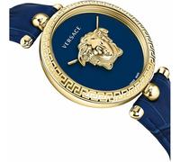 Versace Palazzo Empire Collection Luxus-Damenuhr mit blauem Armband mit goldfarbenem Gehäuse und blauem Zifferblatt, Gold, OS, Palazzo Reich