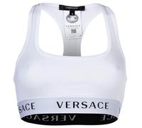 VERSACE Damen Bustier - Unterwäsche, Bralette Bra, Baumwolle, Logobund, einfarbig Weiß XL