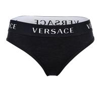 VERSACE Damen Slip - Unterwäsche, Unterhose, Baumwolle, Logobund, einfarbig Schwarz XL