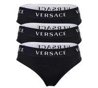 VERSACE Damen Slips 3er Pack - Unterwäsche, Unterhose, Baumwolle, Logobund, einfarbig XL Schwarz