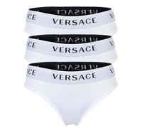 VERSACE Damen Slips 3er Pack - Unterwäsche, Unterhose, Baumwolle, Logobund, einfarbig XL Weiß