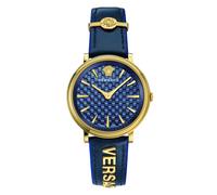 Versace V Circle Damenarmbanduhr Lederarmband blau VE81012 19