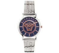Versace Damen Armbanduhr V-Essential silber, blau 36 mm VEK400821