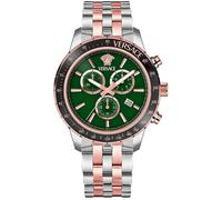 Versace Greca Chronograph Herrenuhr silber roségold schwarz grün