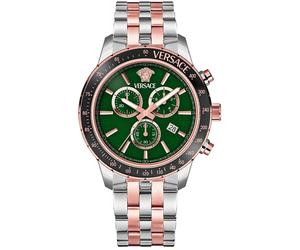 Versace Greca Chronograph Herrenuhr silber roségold schwarz grün