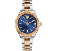 Versace Hellenyium Damenuhr rosegold Silber Gehäuse Blaues Zifferblatt 35mm V120...