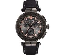 Versace Herren Armbanduhr Greca Chrono 45 mm Datum, Chronograph, Tachymeter Armband Leder VEPM00320