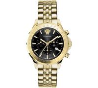 Versace - Herren-Armbanduhr Quarz Mode Armband und Gehäuse aus Edelstahl Farbe Gold Analoges Zifferblatt Schwarz - VEV602123