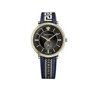 Versace Herren Armbanduhr V-Circle 42 mm Multifunktionszifferblatt mit Datumsfenster Armband Leder, Stoff VEBQ02019