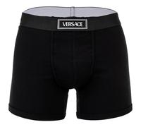 VERSACE Herren Boxershorts - RIBBED, Trunks, Stretch Cotton, Logo, einfarbig Schwarz S