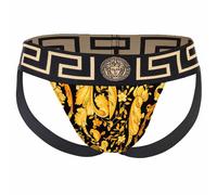 VERSACE Herren Jockstrap - Jocks, Tanga Slip, Stretch Cotton, Barocco Muster Schwarz/Gold XL