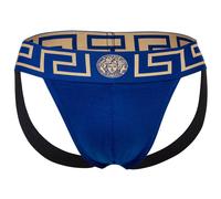 VERSACE Herren Jockstrap - TOPEKA, Jocks, Tanga Slip, Stretch Cotton Blau/Gold L