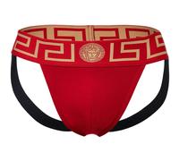 VERSACE Herren Jockstrap - TOPEKA, Jocks, Tanga Slip, Stretch Cotton Rot/Schwarz 2XL