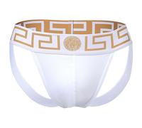VERSACE Herren Jockstrap - TOPEKA, Jocks, Tanga Slip, Stretch Cotton Weiß/Gold L