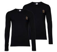 VERSACE Herren Langarmshirt, 2er Pack - TOPEKA, Longsleeve, Rundhals, Organic Cotton, Bi-Stretch M Schwarz