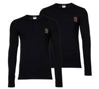 VERSACE Herren Langarmshirt, 2er Pack - TOPEKA, Longsleeve, Rundhals, Organic Cotton, Bi-Stretch Schwarz L