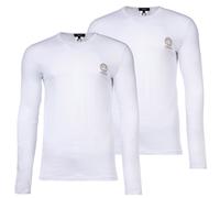 VERSACE Herren Langarmshirt, 2er Pack - TOPEKA, Longsleeve, Rundhals, Organic Cotton, Bi-Stretch Weiß M