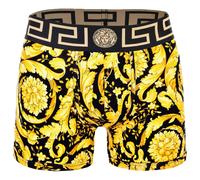VERSACE Herren Long Boxer - TOPEKA, Trunk, Stretch Cotton, Barocco Muster Schwarz/Gold 2XL