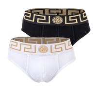 VERSACE Herren Slip, 2er Pack - TOPEKA, Baumwolle, einfarbig, mehrfarbig, 2XL Schwarz/ Weiß