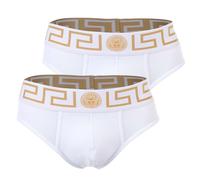 VERSACE Herren Slip, 2er Pack - TOPEKA, Baumwolle, einfarbig Weiß M