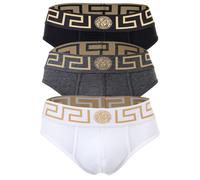VERSACE Herren Slip, 3er Pack - TOPEKA, Baumwolle, einfarbig Schwarz/Grau/Weiß L
