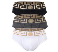 VERSACE Herren Slip, 3er Pack - TOPEKA, Baumwolle, einfarbig Schwarz/Grau/Weiß S