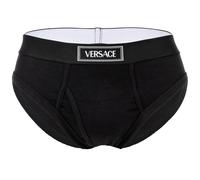 VERSACE Herren Slip - RIBBED, Slip Tex Ribbed Cotton, Stretch Cotton, Logo Schwarz L