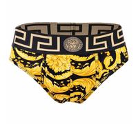 VERSACE Herren Slip - Stretch Cotton, Barocco Muster Schwarz/Gold XL