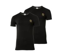 VERSACE Herren T-Shirt, 2er Pack - TOPEKA, Unterhemd, Rundhals, Stretch Cotton Schwarz S