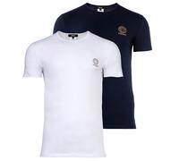 VERSACE Herren T-Shirt, 2er Pack - TOPEKA, Unterhemd, Rundhals, Stretch Cotton Weiß/Blau 2XL