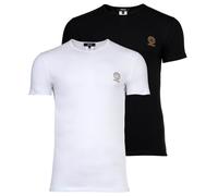 VERSACE Herren T-Shirt, 2er Pack - TOPEKA, Unterhemd, Rundhals, Stretch Cotton Weiß/Schwarz 2XL