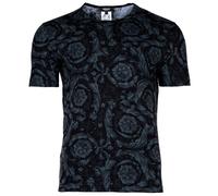 VERSACE Herren T-Shirt - BAROCCO, Unterhemd, Rundhals, Stretch Cotton, Barock-Muster Schwarz/Grau M