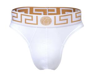 VERSACE Herren Tanga - TOPEKA Slip, String, Thong, Stretch Cotton Weiß/Gold / 2XL XXL Mehrfarbig