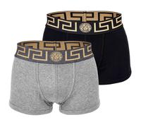 VERSACE Herren Trunks, 2er Pack - TOPEKA, Stretch Cotton, einfarbig Schwarz/Hellgrau 2XL