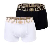 VERSACE Herren Trunks, 2er Pack - TOPEKA, Stretch Cotton, einfarbig Schwarz/Weiß S