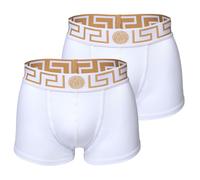 VERSACE Herren Trunks, 2er Pack - TOPEKA, Stretch Cotton, einfarbig Weiß/Gold M