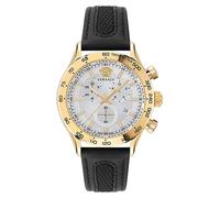 Versace Herren Uhr Armbanduhr Chronograph Edelstahl Hellenyium VE2U00222 Leder