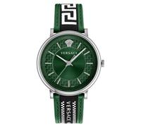 Versace Herren Analog Quarz Uhr mit Leder Armband VE5A01221