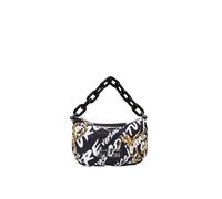 Versace Jeans Couture Handtasche, Umhängetasche, Hobo Bag Nylon, Schwarz-Weiß-Gold
