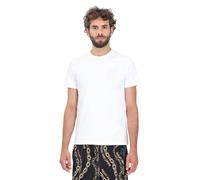 VERSACE JEANS COUTURE Herren T-Shirt Kurzarm Weiß mit V-Emblem Print XXL, Weiß, XXL